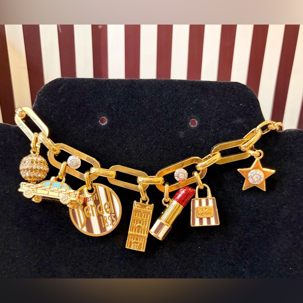 HENRI BENDEL Gold-Tone Brass Charm Bracelet. EXTREMELY RARE/HARD TO FIND - Picture 2 of 16